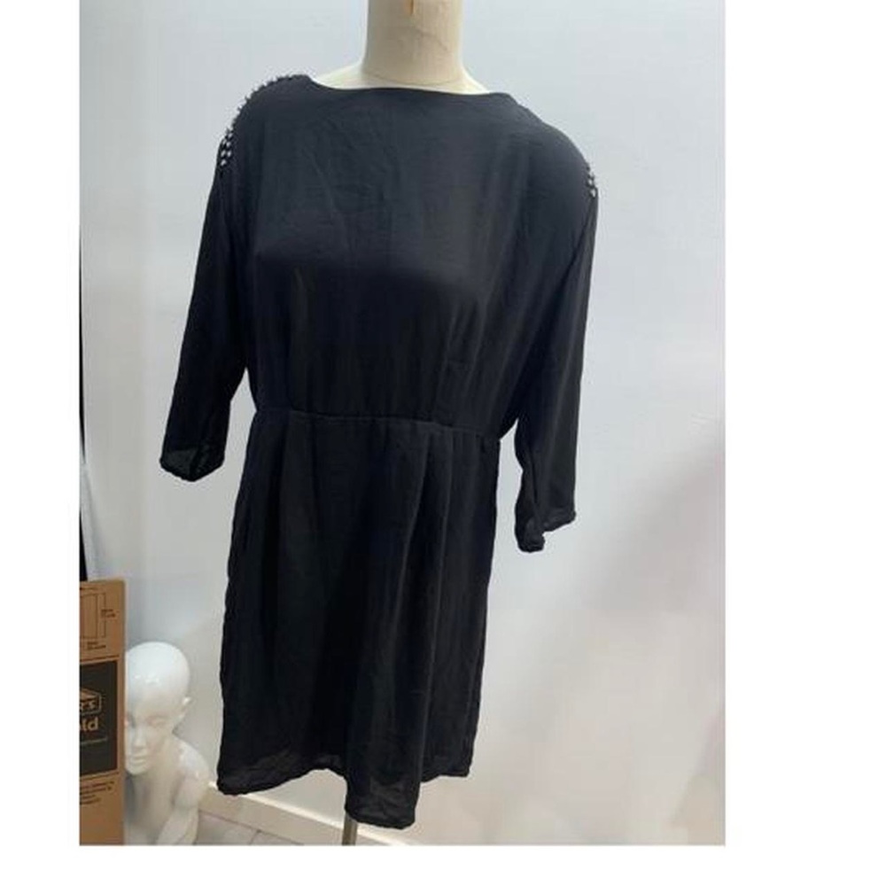 H&M Plus Sized Size 14 Black Party Dress with Rhinestone shoulders